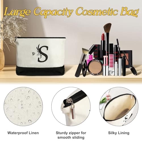 Personalized Gifts for Women - Initial Canvas Tote Bag with Makeup Bag - S — view 4