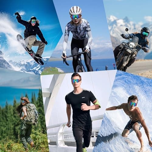 JXCTNNU Polarized Cycling Sunglasses Ski Goggles UV400 Protection Windproof Cycling Glasses Outdoor Sports Goggles Men Women with Case and Glasses Cloth for Bicycle Motorbike Hiking Ski (Black Green) — view 2