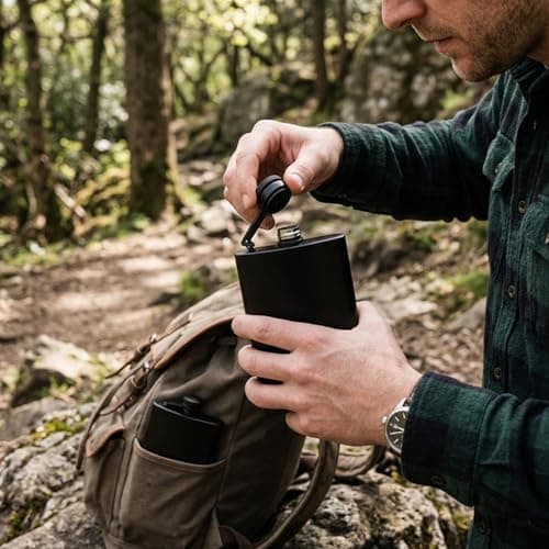 2 Pack Stainless Steel Flasks for Outdoor Activities, Includes 8 Ounce and 12 Ounce Black Flasks Hip Flasks, Portable Drinking Containers for Camping and Hiking — view 4