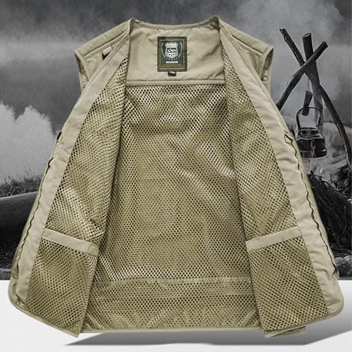Men’s Utimen’s Utility Giletlity Gile Cargo Vests with Multi Pockets Outdoor Lightweight Travel Security Vest Plus Size Sleeveless Zip up Jackets for Tool Work Fishing Hiking — view 3