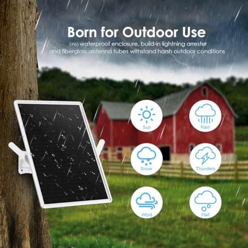 Outdoor Dual Band WiFi Signal Extender/Amplifier, Suitable for 2.4GHz routers, WiFi repeaters, 300Mbps, Coverage Radius up to 490 feet/150m, 15W/5V Solar Panel, IP65 Waterproof, 20000mAh Battery — view 5