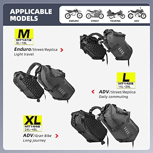 Rhinowalk Motorcycle Saddle Bags Waterproof Anti-Vibration Motor Side Bags Shoulder Bag Motorbike Panniers 48L(24L*2) for Most Adventure and Sport Bike Motorcycle Racks, 1 Pair — view 3