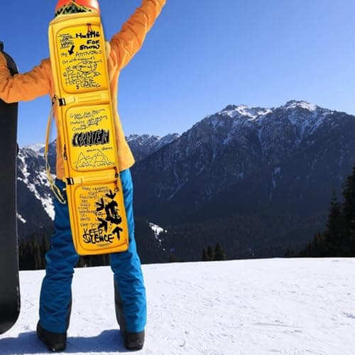 blloocod Rolling Ski Bag with Wheels - Protective Snowboard & Gear Travel Bag for Boots, Helmet, Clothes- Yellow — view 5