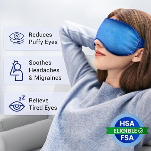 Cooling Eye Mask for Puffy Eyes, Dark Circles & Migraine Relief, Reusable Gel Cold Compress with Adjustable Strap for Headaches, Tired Eyes, Sleep & Post-Surgery Care, Blue — view 2