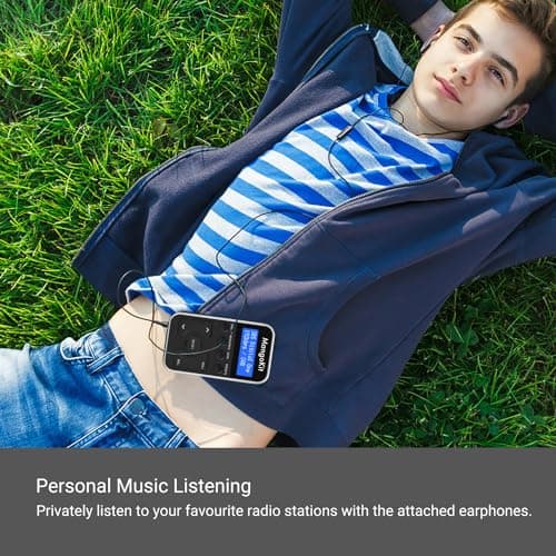 MangoKit MP1 Rechargeable Pocket DAB/FM Radio,Lock Switch,20 Presets,Black — view 5