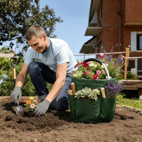 Esoes 17L Garden Tool Bag with Handle Drawstring Closure & 2PCS Grip Gloves — view 5