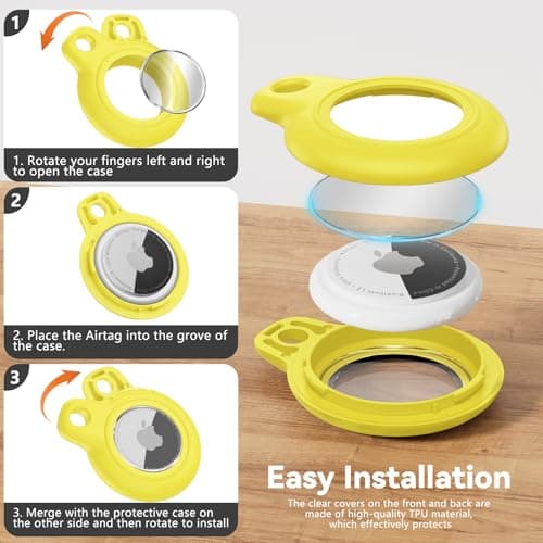 TNSNK for AirTag Holder Keyring, 1 Pack,Yellow — view 6