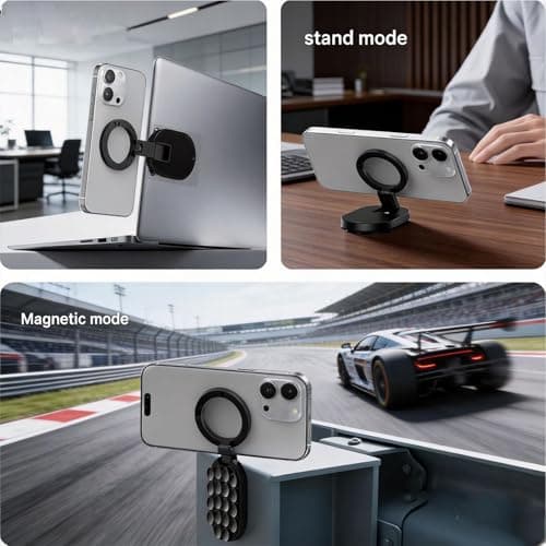 3-i N-1 Magnetic Suction Cup Phone Mount, With Adjustable Viewing Angle, Black, Foldable & 360° Rotatable Phone Holder With Suction Cup & Hook, Portable Travel Mobile Stand, Case-Friendly, For Car — view 4