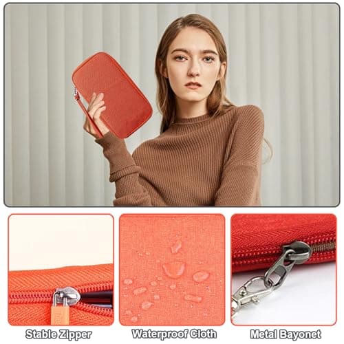 Passport Holder Travel Wallet, Large Capacity Travel Document Holder, RFID Blocking Waterproof Portable Travel Wallet Organiser for Cash Passport ID Card Credit Cards Flight Ticket Pen (Orange) — view 5