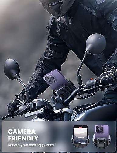 Lamicall Motorcycle Phone Holder for Filming - 【1s Quick Release】 Universal Motorbike Phone Mount Adapter, Phone Holder Bike for iPhone 17 16 15 14 13 Pro Max Plus Air, Samsung S24 Ultra, All Phones — view 2