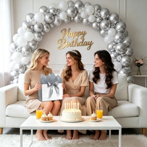 SHUBEIEUMI 3Pcs Gift Bags 28x20x10cm, Paper Bags(White With Silver Frame) — view 6