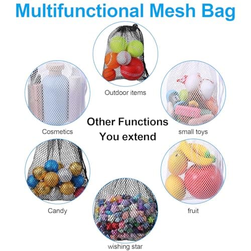 Sibba 6 PCS Small Mesh Bags with Drawstring 20x15 cm Black & White — view 5