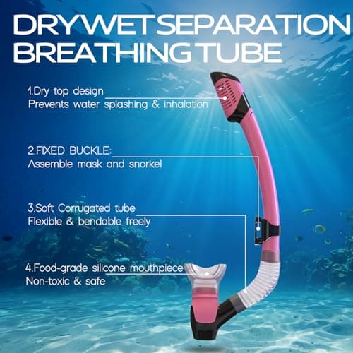 Wide Angle Snorkel Set Adults, Anti Fog & Breath Easy Airflow Tech, Yellow — view 5
