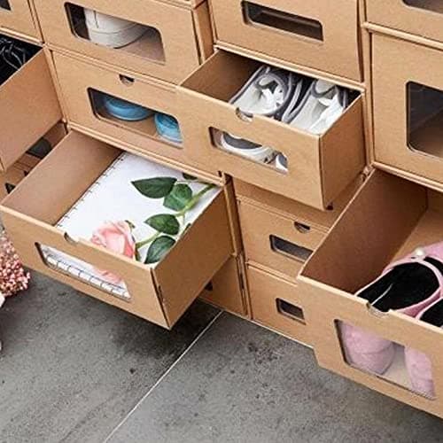 10PCS Cardboard Shoe Box Stackable Storage Box Visual Multi-Purpose Storage Box for Home Office Organization and Storage — view 2