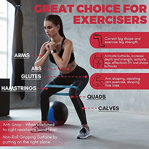 Resistance Bands for Men and Women with Different Resistance Levels for Shaping Legs & Glutes - Exercise Band for Gym, Yoga, Home Exercise, Workout with Carrying Bag & Posture Guide (3, Multi Colour) — view 3