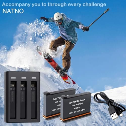 1800mAh Replacement Battery and 3 Channel USB Fast Charger for Insta 360 X3 — view 3