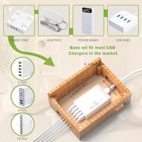 Pezin & Hulin 4-Slot Bamboo Charging Station for Phone, Watch & Earbuds — view 4