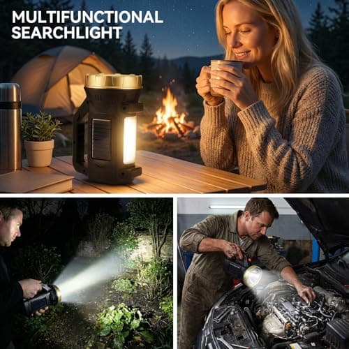 Rechargeable LED Torch, Solar Powered Flashlight + USB Charging, 3 Modes — view 2