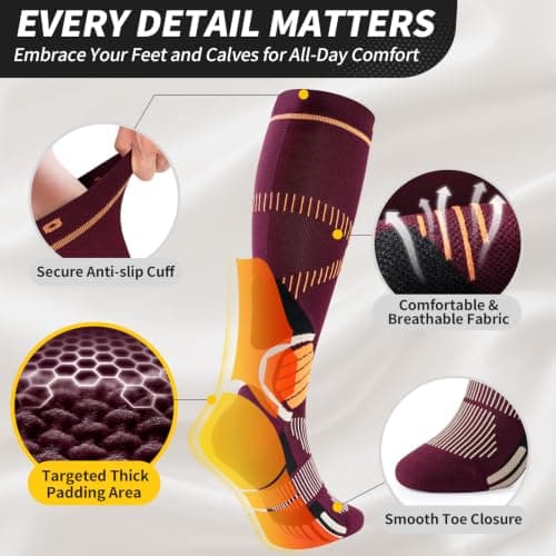 CAMBIVO 2 Pairs Compression Socks for Women & Men, 15-20mmHg Flight Socks, Graduated Support for Plantar Fasciitis Relief, Running, Pregnancy, Nurses, Travel Essentials — view 2
