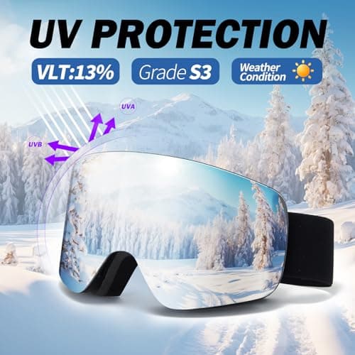 VCOROS Ski Goggles OTG,YH227 Snow Goggles Adjustable for Men Women Anti-Fog Anti-Glare UV400 Protection Helmet Compatible for Skiing Cycling Snowboarding (04-REVO Pink/White(VLT 14%)) — view 3