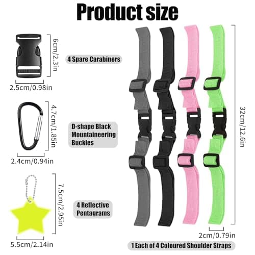 4 Pack Adjustable Backpack Chest Strap, Quick Release Sternum Hiking School — view 2