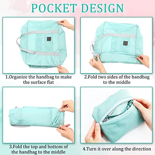 12 Pcs Foldable Travel Bags Bulk Duffel Bag Tote, Light Pink, Light Blue — view 3
