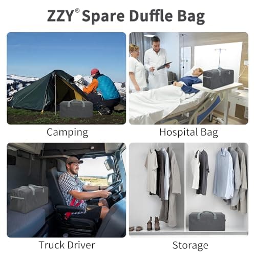 ZZY 35L Foldable Travel Duffle Bag, 22-Inch Packable Small Duffel Bag Lightweight Holdall for Camping, Storage, Travel-Grey — view 6