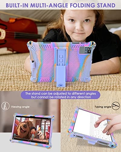 KATUMO Universal Silicone 10.1 inch Tablet Case, Rose Red+Purple — view 6