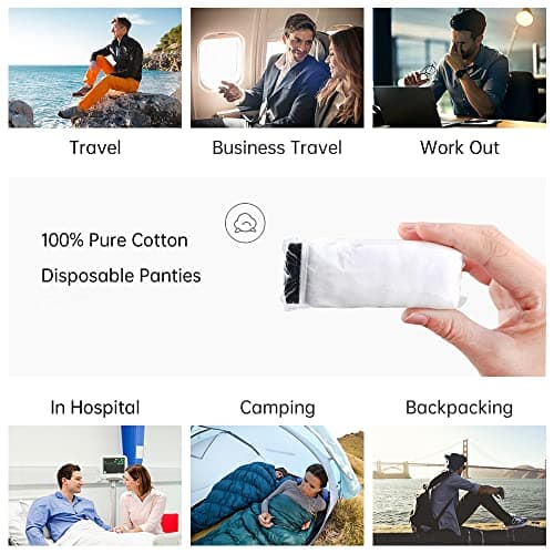 Travelcare 20 Packs Mens Cotton Disposable Underwear Panties, White, XXL — view 4