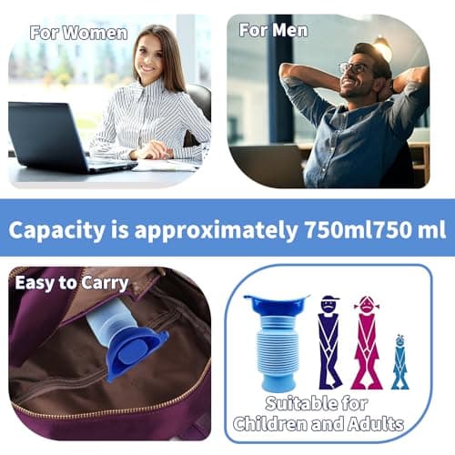 2 Pcs Shrinkable Urinal, 750ml Male Female Portable Mobile Toilet — view 4