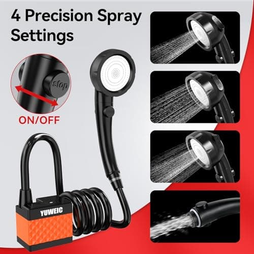 YUWEIC Portable Shower for Camping, 8000mAh Rechargeable Shower Pump with Shower Head, LED Display, 3-Mode Pressurized Showerhead, Outdoor Camp Pump for Travel, Hiking, Car, Pet — view 3