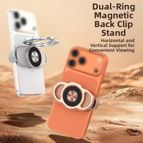 Magnetic Car Phone Holder 360° Rotatable Metal Vent Clip 360° Rotatable Magnetic Phone Stand for Car Dashboard Foldable Magnetic Car Mount Metal Air Vent Holder Magnetic Phone Holder 8cm (Rose Gold) — view 3
