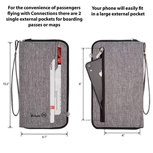 Valante Premium Family Travel Document Organizer Capacious RFID Passport Holder Wallet, Gray, L, RFID Wallet — view 4