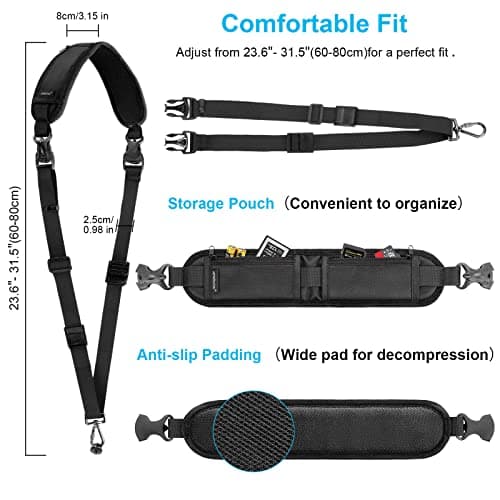ARVOK Camera Strap - Quick Release & Safety Tether, Adjustable Shoulder Strap for Nikon, Canon, Sony, Fuji DSLR Cameras — view 5