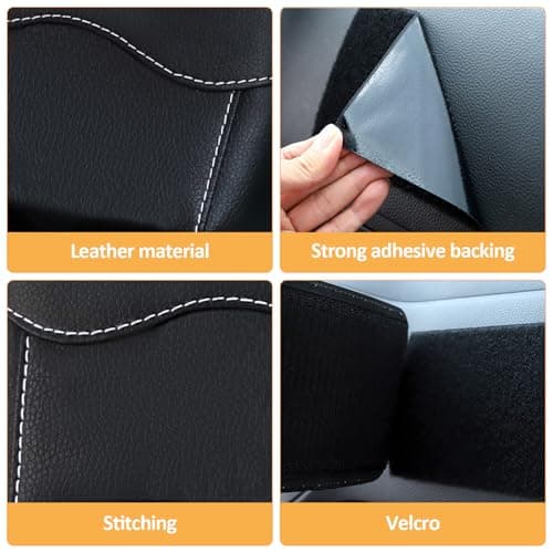 Wisebom Luxury Car Seat Organizer, Black PU Leather Storage Pocket, Multifunctional Car Storage Pocket Pouch for Mobile Phone Pen Key Coin Card — view 3