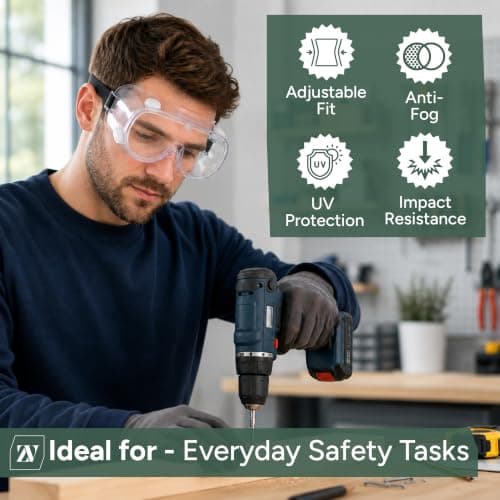 Zuvo Safety Goggles – Clear Anti-Fog Protective Glasses for Work, Lab, and DIY – Impact & Dust Resistant Eye Protection — view 6