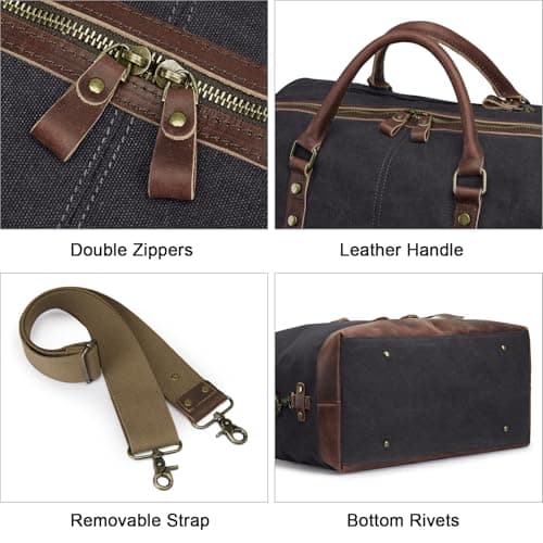 S-Zone Mens Canvas Leather Holdall Travel Duffle Overnight Weekend Satchel Totes Bag Handbags — view 6