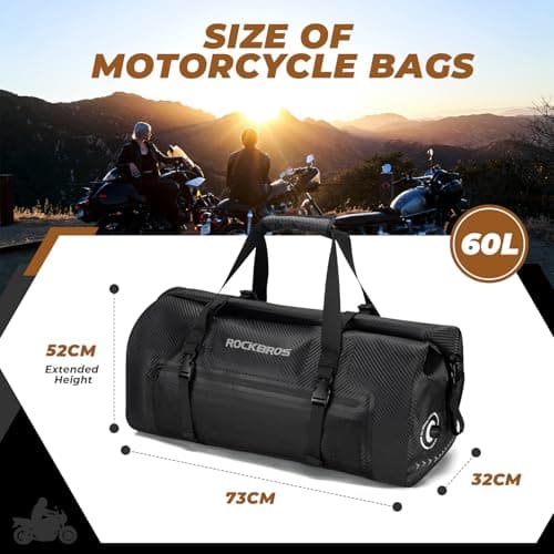 ROCKBROS Motorcycle Tail Bag Motorcycle Saddle Bag 100% Waterproof Travel Luggage Bags with Shoulder Strap Rear Seat Bag for Motorcycling Cycling Outdoor Sports, 65L — view 2