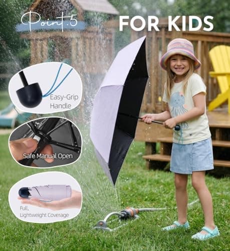 LILAC Compact Travel Umbrella for Purse, Mini Folding Pocket Parasol with Windproof Absorbent Sleeve, UPF 100+ UV Sun Protection, 30% Thickened Alloy Steel Shaft, Double Fiberglass Reinforced — view 6