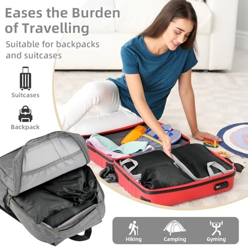Compression Packing Cubes 7-Piece Set with Multi- Compartment Travel Bag, Waterproof Suitcase Organiser Bags,Travel Packing Cubes for Suitcases, Packing & Storage for Luggage (Black) — view 6