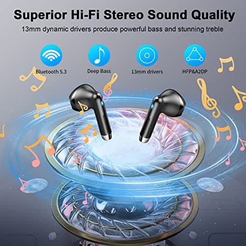 Drsaec Wireless Earbuds, 2026 NEW Wireless Headphones with 4 ENC Mic Black — view 4