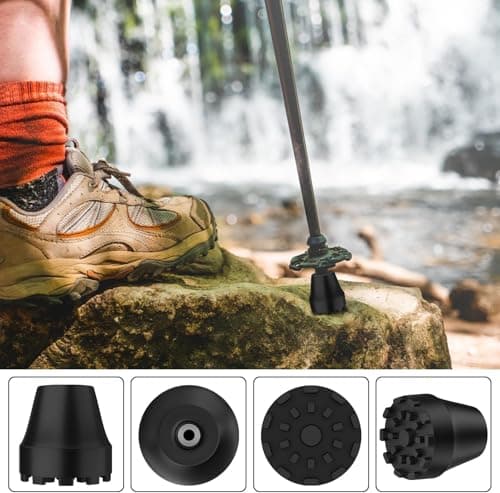 supregear 8-Pack Replacement Rubber Tips for Trekking Poles and Walking Sticks, Anti-Slip Shock-Absorbing Black Feet Caps, Universal Fits 11 mm Standard Hiking Canes and Collapsible Walkers — view 5