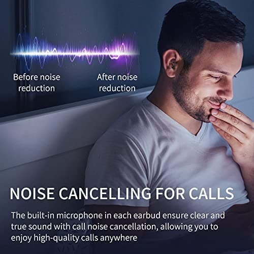 AMAFACE Wireless Earbuds,Bluetooth Earbuds with Microphone Comfort&Lightweight in Ear Headphone with Deep Bass 3D Surround Stereo,Portable Mini Captain Charging Case for Sport — view 3