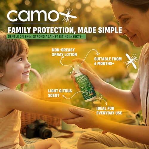 CAMO Insect Repellent Family Spray, Moisturising Lotion, 100ml - DEET Free, Safe on Skin, Repels Wide Range of Biting Insects, Clinically Proven Protection from Ticks & Dengue Carrying Mosquitoes — view 2
