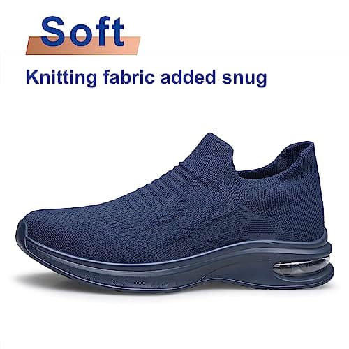 Womens Walking Shoes Non Slip Running Shoes Breathable Workout Shoes Lightweight Gym Sneakers Navy Blue Size 4 — view 4