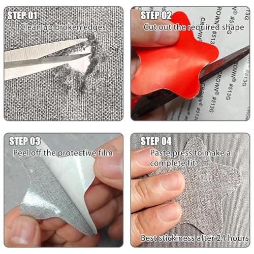 3 PCS Self-Adhesive Linen Fabric Patches,Large Repair Patches for Sofas, Chairs, Shoe and Clothes, Heavy-Duty Dark Grey Carpet Repair Kit,Easy to Cut & Reusable (20.3x27.9CM) — view 3