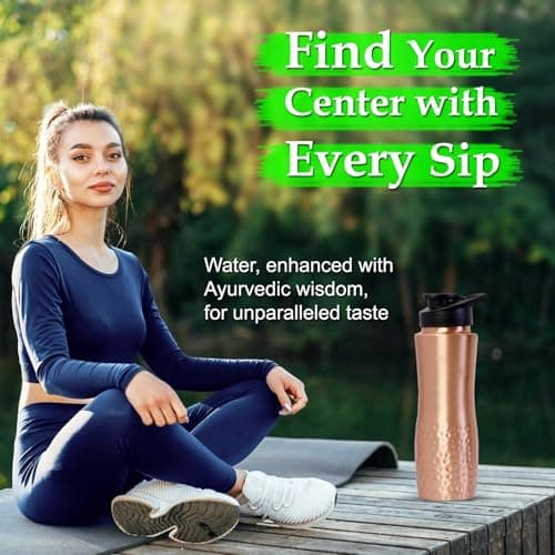 COPPAYA Pure Copper Water Bottle with Sipper, 900ml Capacity (30.4 US fl oz), Traditional Ayurveda Drinkware for Daily Use, Made in India — view 2