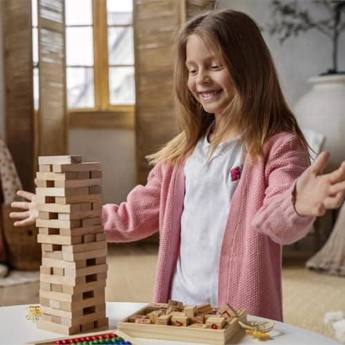Lizzy 1 x Wooden Tumble Tower Stacking Game Minature size | 54 wooden blocks Tumbling Tower Stacking Game | Board Games Fun Entertainment for Kids and Adults (1) — view 6