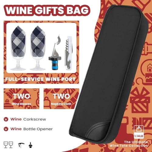ALLCAMP Wine Tote Bag with Cooler Compartment?Two Sets of Tableware (Black) — view 5