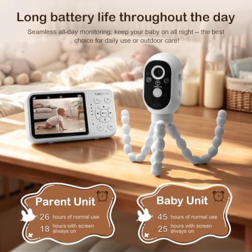 TimeFlys Video Baby Monitor, Both Units Rechargeable, Outdoor Use For Camping, Car Camera Usage, Camera 40-hour Battery, Night Vision, 2-Way Audio, Lullabies, No WiFi Required, Model Z280L,2.8" Screen — view 3